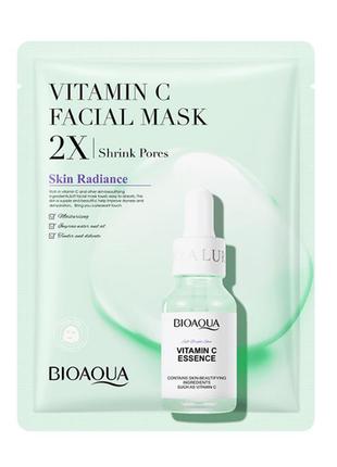 Тканинна маска для обличчя із вітаміном с bioaqua1 фото