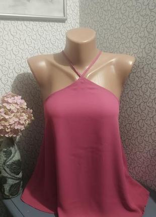Рожевий шовковистий топ майка.