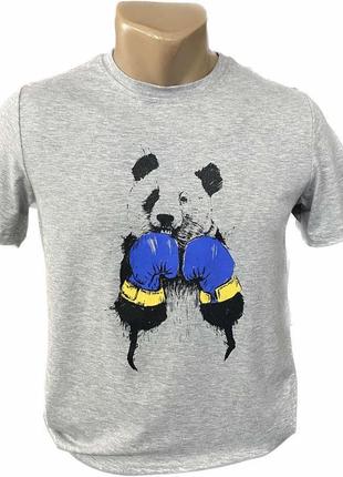 Футболка панда в жовто-блакитних боксерських рукавицях