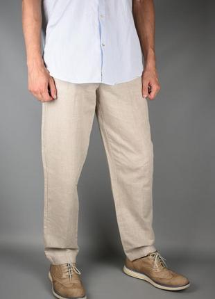 Marks spencer чоловічі лляні штани бежеві світло-коричневі літні розмір xs s 28 29