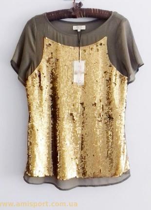 Шифонова блуза із золотими паєтками3 фото