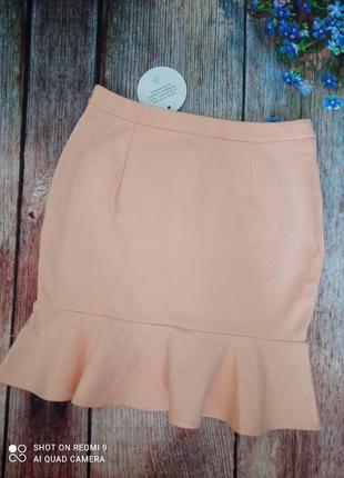 Женская короткая пудровая персиковая юбка