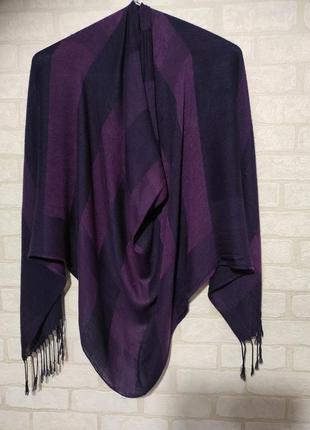 Длинный, объемный шарф, палантин с кистями красивого сиреневого цвета. размер 175см х 65см1 фото