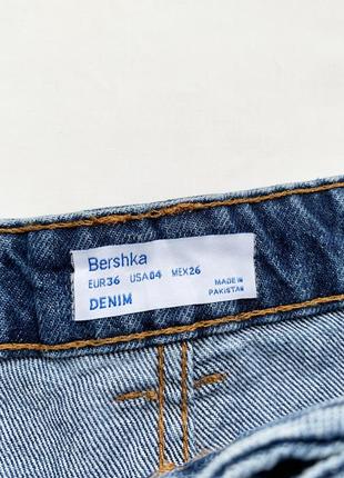 Шорты, шортики, джинсовые, мом, синие, высокая посадка, бершка, bershka9 фото