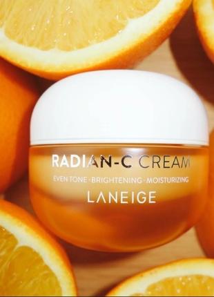 Laneige radian-c cream 10 мл зволожувальний освітлювальний крем для сяйва шкіри