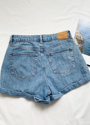 Шорты, шортики, джинсовые, мом, голубые, высокая посадка, бершка, bershka7 фото