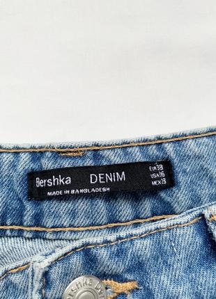 Шорты, шортики, джинсовые, мом, голубые, высокая посадка, бершка, bershka4 фото