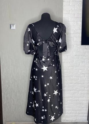 Шикарна сукня у принт зірки плаття з об’ємними рукавами ліхтариками і вирізом на спинці new look, xl 50р2 фото