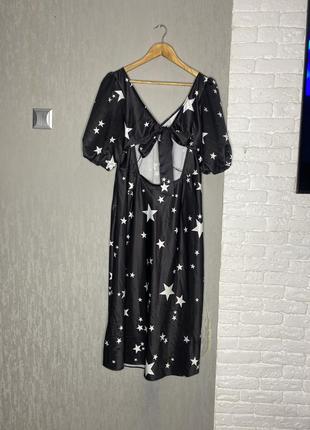 Шикарна сукня у принт зірки плаття з об’ємними рукавами ліхтариками і вирізом на спинці new look, xl 50р4 фото