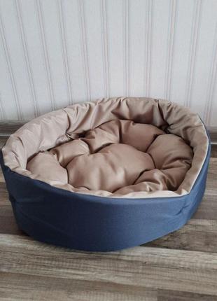 Лежак для собак и кошек 40х50см лежанка для небольших собак серый с бежевым