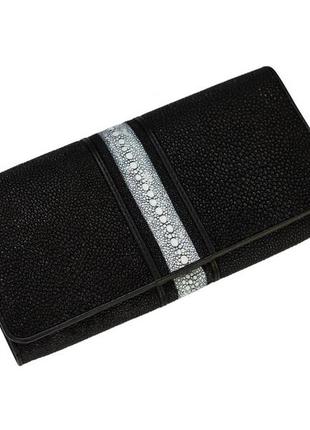 Кошелек женский ekzotic leather из натуральной кожи морского ската черный (stw 79_1)