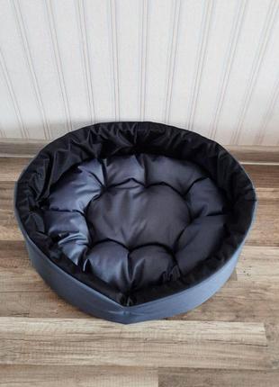 Лежак для собак та котів 40х50см лежак для невеликих собак сірий із чорним8 фото