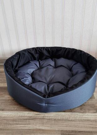 Лежак для собак та котів 40х50см лежак для невеликих собак сірий із чорним1 фото