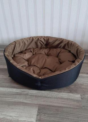 Лежак для собак і кішок 40х30см лежанка для маленьких собак та цуценят колір чорний з койот