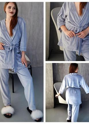 Женская пижама велюровая домашний костюм.р.s,m,l,xl