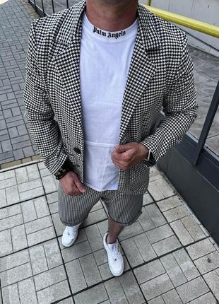 Чоловічий діловий літній костюм піджак і шорти якісний преміум комплект лапка