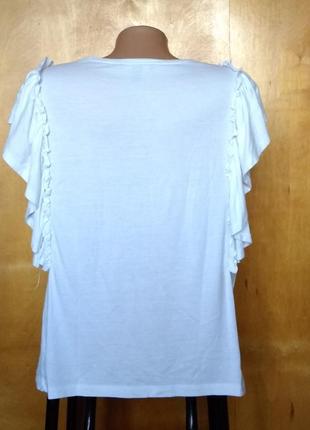 Р 12 / 46-48 стильная базовая белая блуза блузка футболка с воланами хлопок трикотаж new look3 фото