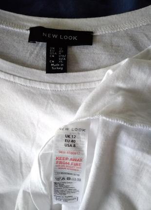 Р 12 / 46-48 стильная базовая белая блуза блузка футболка с воланами хлопок трикотаж new look4 фото