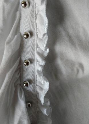 Р 12 / 46-48 стильная базовая белая блуза блузка футболка с воланами хлопок трикотаж new look5 фото