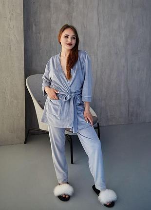 Жіноча піжама велюрова домашній костюм р.s,m,l,xl