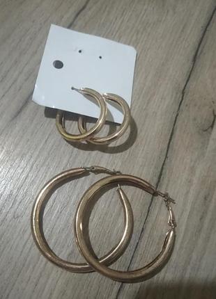 Серьги кольца 2,5 см + подарок серьги кольца 4,5 см7 фото