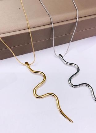 Цепочка с подвеской змея позолоченная stainless steel, xuping из медицинского золота