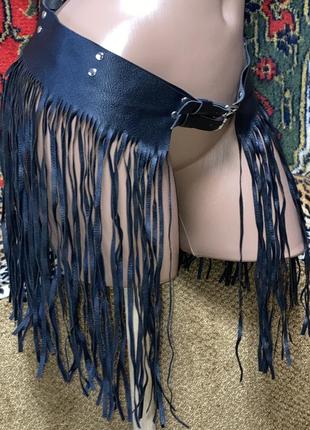 Крутой эротичный кожаный пояс с бахромой для ролевых игр фотосессии клуба эко кожа