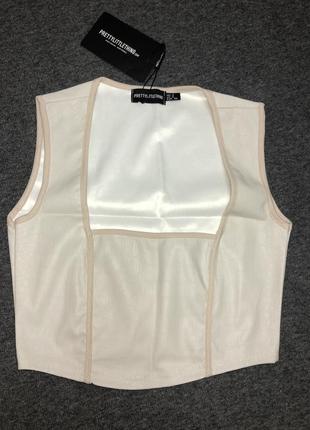 Кроп-топ, эко кожа, молочного цвета