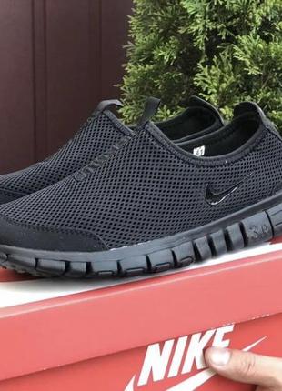 Nike free run black кроссовки слипоны мужские найк фри ран беговые черные1 фото