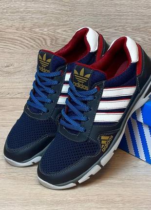 Кросівки літні сітка adidas колір темно синій, білий