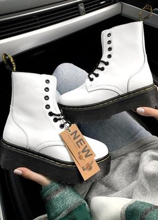 На хутрі! черевики dr. martens jadon white fur черевики зимові мартінс3 фото