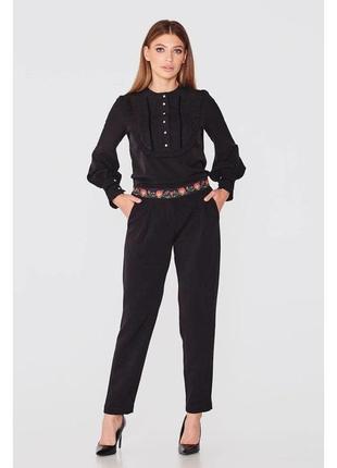 Стильні чорні штани з орнаментом на поясі nenka. оптова ціна