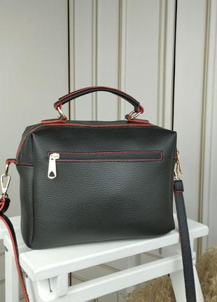 Женский стильный клатч, качественная модная сумочка на 2 отдела черная с красным7 фото