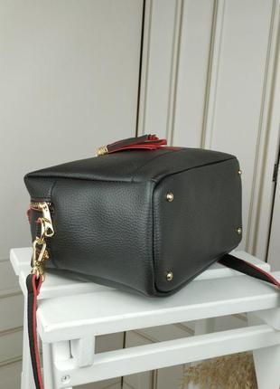 Женский стильный клатч, качественная модная сумочка на 2 отдела черная с красным6 фото