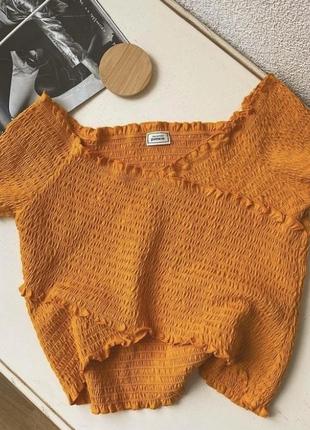 Дуже класний бавовняний🤤топ жатка жовтогарячого кольору від pimkie🧸