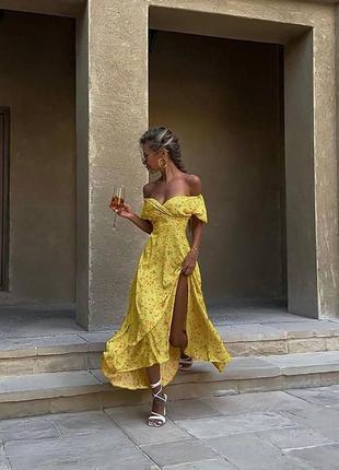 Стильне класичне класне красиве гарненьке зручне модне трендове просте плаття сукня  жовта