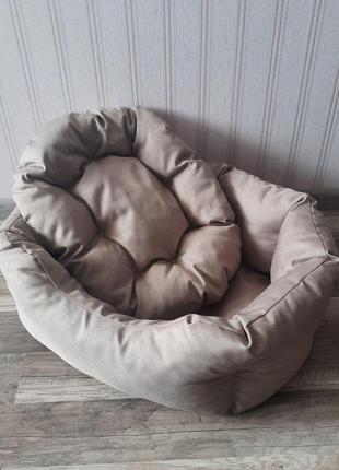Лежанка для собак та котів 40х30см лежак для маленьких собак та цуценят бежевий6 фото