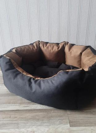 Лежак для собак 50х65см лежанка для средних собак черный + койот4 фото