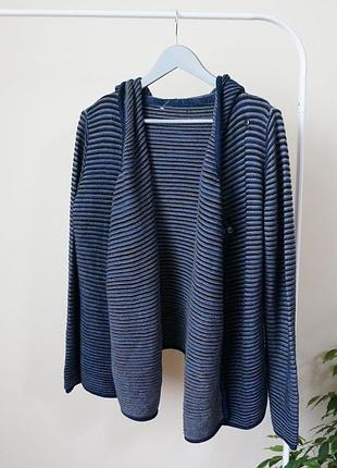 Кардиган в'язаний светр з капюшоном в смужку