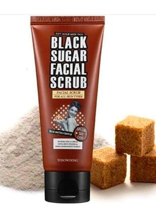 Tosowoong black sugar facial scrub 100 мл цукровий скраб для обличчя