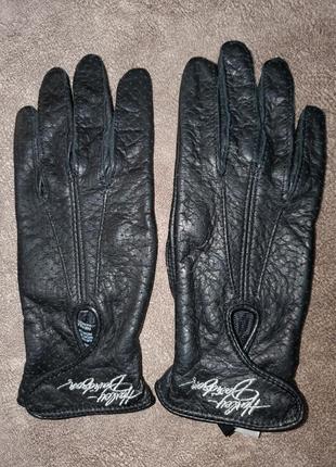 Брендові шкіряні рукавички harley davidson натуральна шкіра1 фото