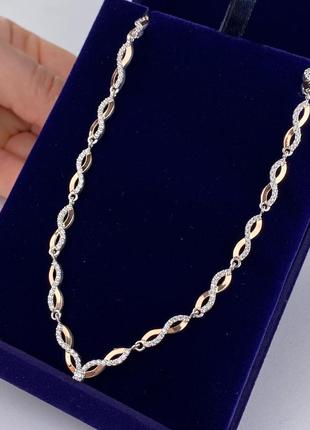 Срібне кольє з золотими напайками, 925, срібло