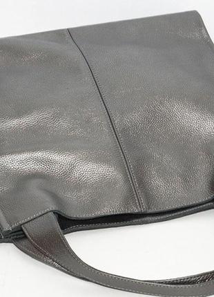 Фантастическая сумка шоппер из натуральной мягкой кожи графитовый3 фото