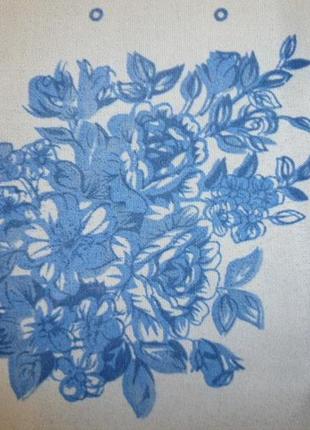 Легкий платок белый в синих цветах шелковистый 58см/60см,винтаж4 фото