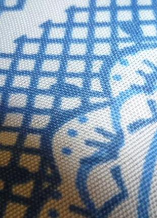 Легкий платок белый в синих цветах шелковистый 58см/60см,винтаж5 фото
