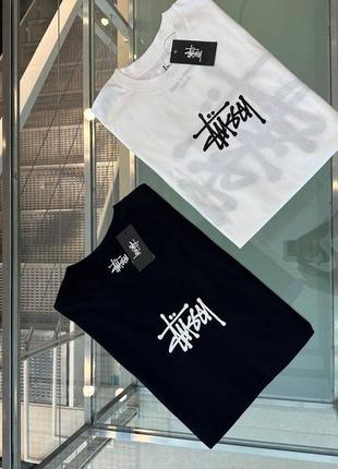 Футболки stussy big logo ( white/black )