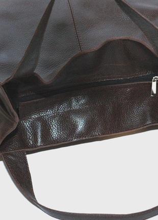 Фантастическая сумка шоппер из натуральной мягкой кожи кофейный7 фото