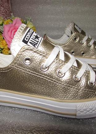 Converse all star =золотисті шкіряні кеди = оригінал в'єтнам р 30 / 20 см