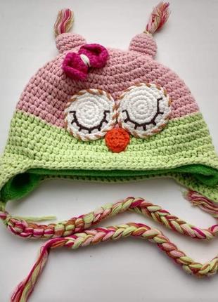 Тепла шапка на флісі, для дівчинки 2-3 роки