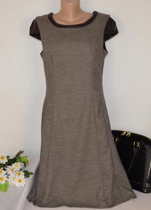 Брендовое коричневое теплое миди платье с кожаными вставками orsay тунис вискоза1 фото